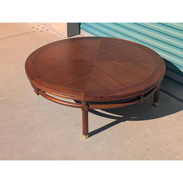 1960s Mid Century Modern Round Walnut Coffee Table by Heritage, C1960s For Sale - Image 5 of 13