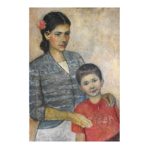 1952 Mother and Son Portrait Painting