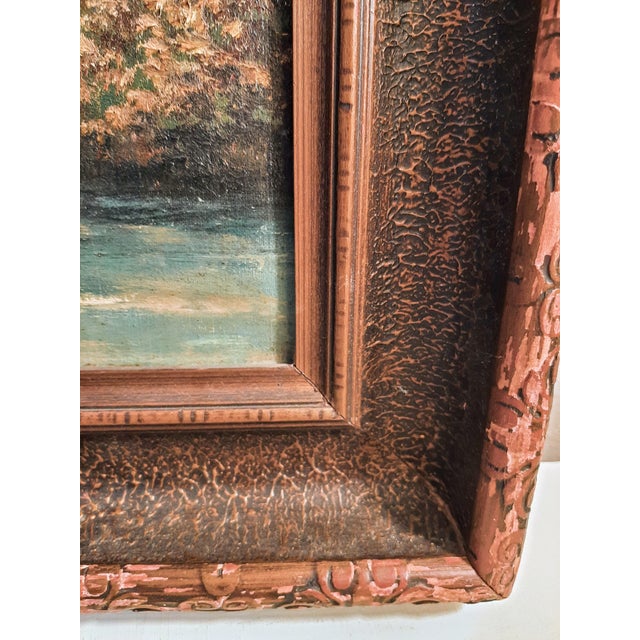 1920 Oil Painting Dogs and Fox Hunt Scene Signed For Sale In Fayetteville, AR - Image 6 of 10