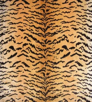 The House of Scalamandré Tiger - Silk Fabric, Brown on Gold