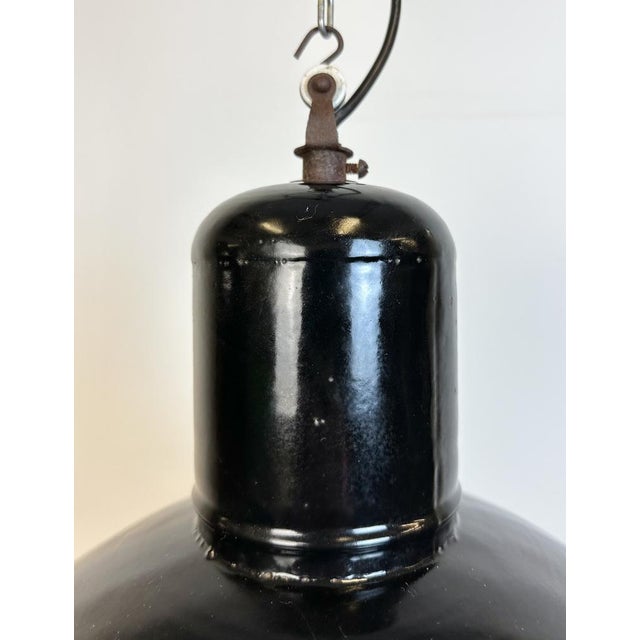 Industrial Industrial Black Enamel Factory Pendant Lamp, 1950s For Sale - Image 3 of 14