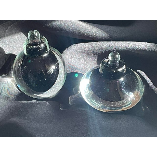 Pair of Vintage Amethyst Studio Glass Perfume Bottles- Unsigned - Mid 20th Century For Sale - Image 4 of 12