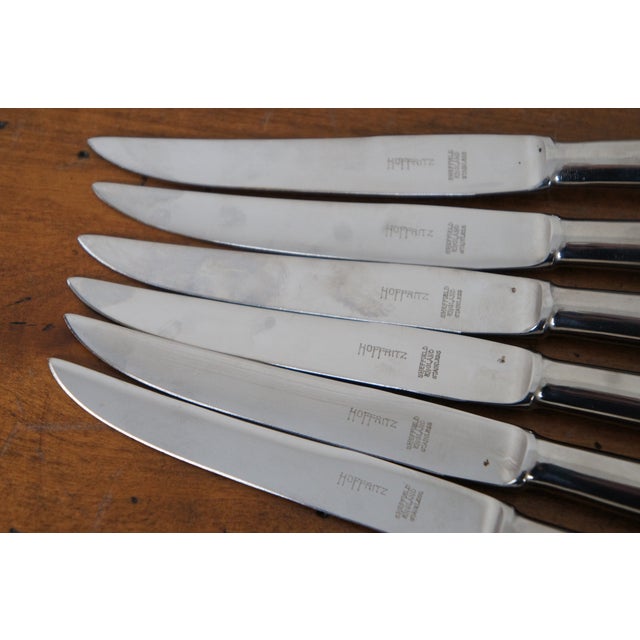 6 Vintage Hoffritz Sheffield England Silver Plate Stainless Fruit Knife Box Set For Sale - Image 6 of 8