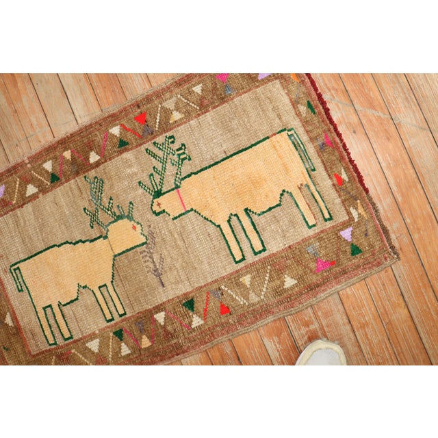 Vintage Turkish Deer Pictorial Rug - 1'9" x 2'9" For Sale - Image 4 of 6