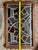 Amber Framed Stained/Painted Glass Window Piece 26”x16” Vintage, Handmade, Secure Frame With Hanging Chains For Sale - Image 8 of 12
