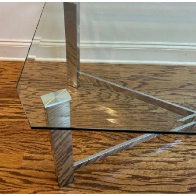 Vintage MCM Chrome & Glass X-Base Coffee Table - 50" For Sale - Image 4 of 6
