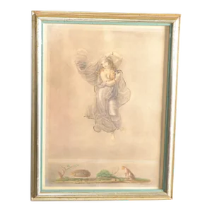 Borghese 1890 Steel Engraving Greco Roman Scene Bernard Picture Co. New York Holding Bird.