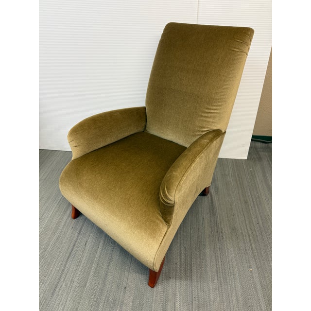 Donghia John Hutton for Donghia Olive Mohair Chair + Ottoman, Set For Sale - Image 4 of 15