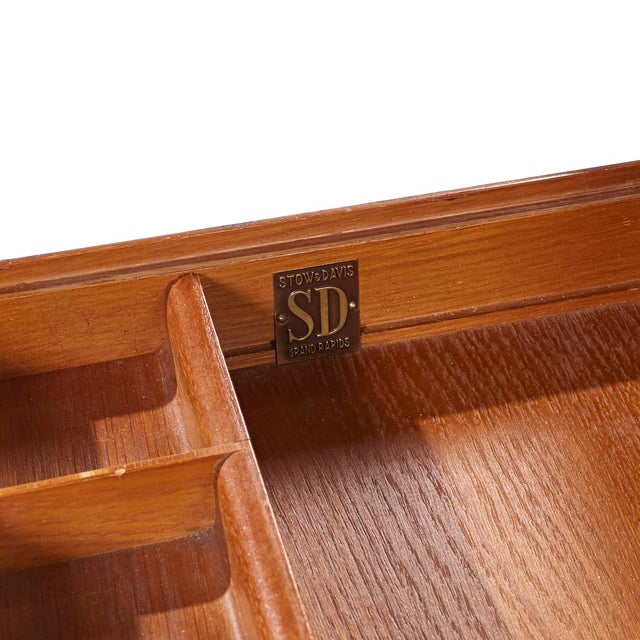 Stow Davis Mid Century Walnut and Brass Desk For Sale - Image 12 of 12