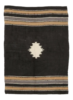 Vintage Turkish Hand-Knotted Wool Cotton Brown Kilim Area Rug