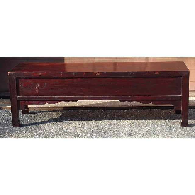 Chinese Rouge Lacquered and Carved Elmwood Kang Table, Circa 1850s For Sale In Washington DC - Image 6 of 10