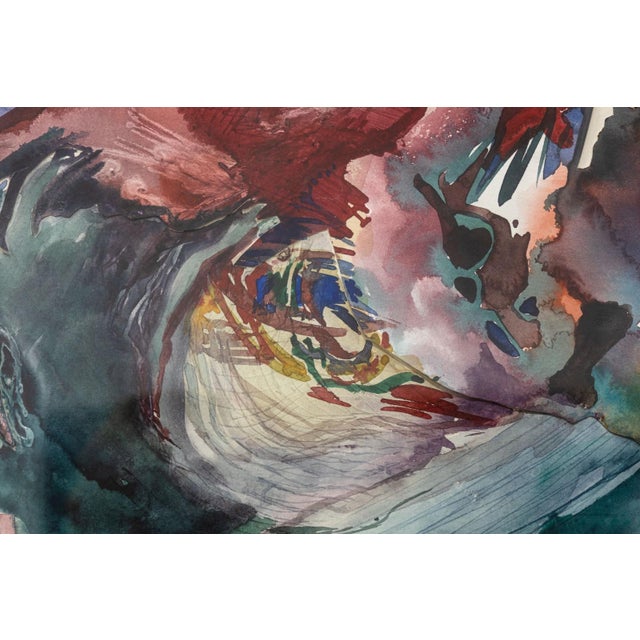 Fran Levin - Signed, C. 1980s Modern Watercolor Collage Abstract Expressionist For Sale In Detroit - Image 6 of 6