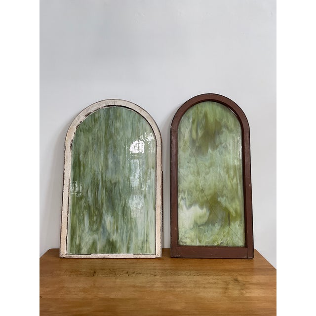 Vintage Arch Top Slag Glass Window, Early 20th C For Sale - Image 13 of 14