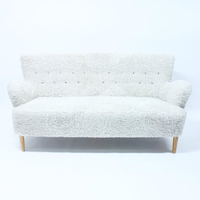 Swedish Modern Sheepskin Sofa, 1940s For Sale - Image 6 of 12