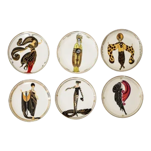 House of Erté (Romain De Tirtoff) Set of 6 Sevenarts Porcelain Collector Plates