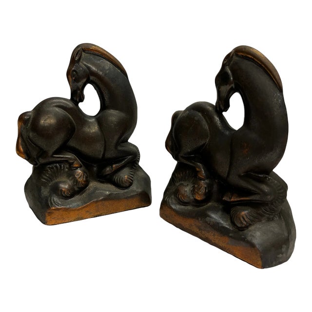 1920s Art Deco Horse Copper Bookends - a Pair For Sale