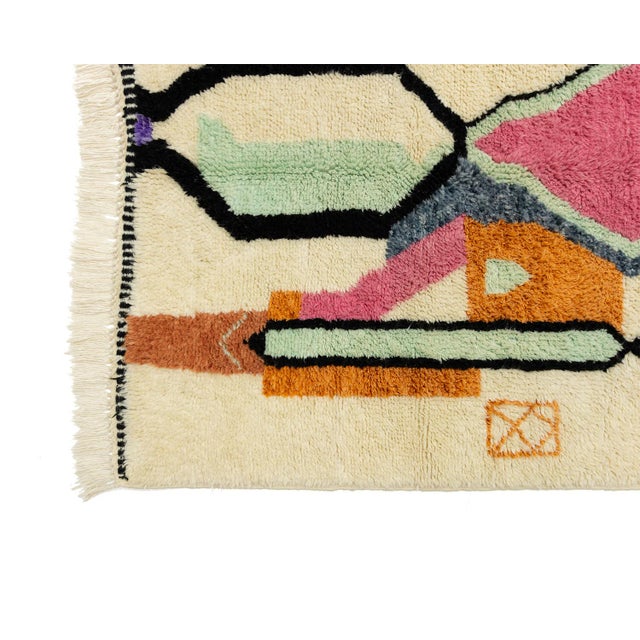 Premium Hand-Knotted Moroccan Wool Rug | 8'3" X 5'5" | One of a Kind For Sale - Image 4 of 7
