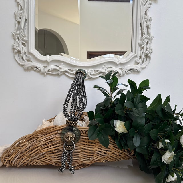 Traditional 1980s Woven Basket Wrought Iron Details For Sale - Image 3 of 8
