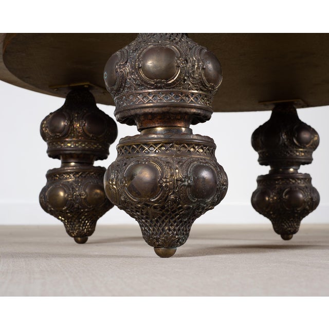 Bohemian Bronze Mace Finial Cocktail Table Carrara Marble Top For Sale - Image 14 of 18