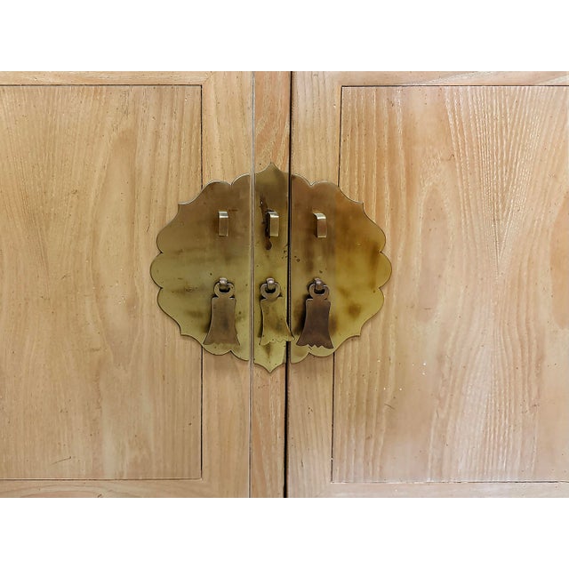 Asian Hollywood Regency Cerused Oak Cabinet, Century Furniture For Sale - Image 10 of 11
