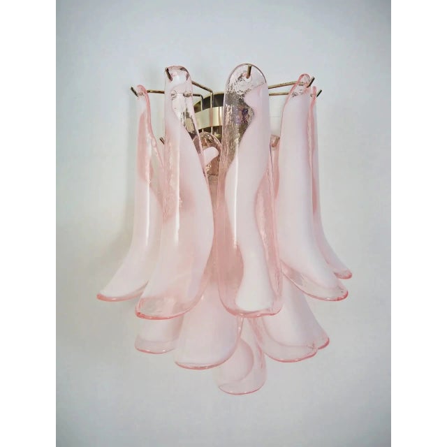 ELECTRICAL SYSTEM ADAPTED FOR US/AU/EU Pair of Italian Murano appliques in the manner of Mazzega . Wall lights have 10...