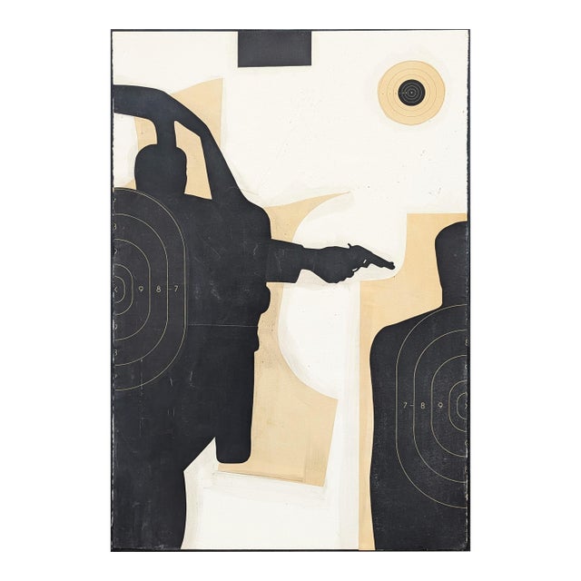 Ken Luce "Drive Bye..." Contemporary Neutral Toned Social Commentary Collage Painting, 1995 For Sale