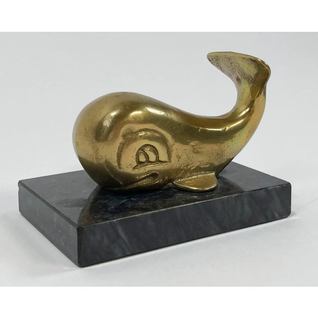 Vintage Brass Whale Marble Base Paper Weight For Sale In Kansas City - Image 6 of 7