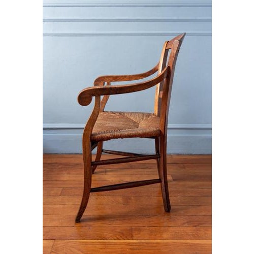 French Scroll Armchair with Rush Seat, 19th Century For Sale - Image 3 of 11