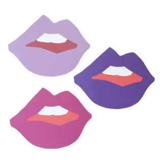 Large "Kiss Me" Ultra Violet Cutout Prints by Angela Chrusciaki Blehm - Set of 3 For Sale