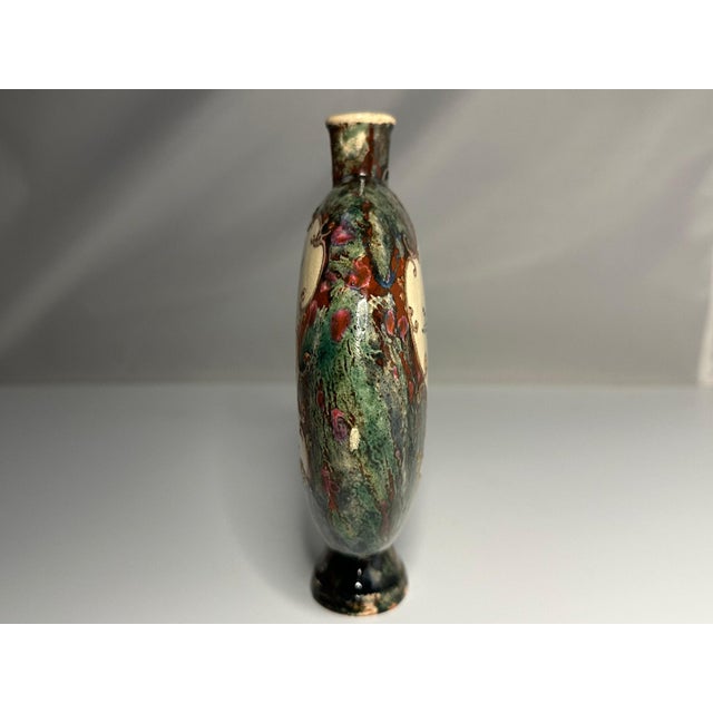 Japanese Hand-Painted Flambe Glazed Moon Flask: Artist Signed, Meiji Period For Sale - Image 4 of 9