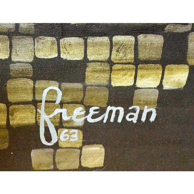 Mid-Century Modern 1963 “Merry Company After Jan Stein“ Oil on Canvas Painting by Paul Freeman For Sale - Image 3 of 6