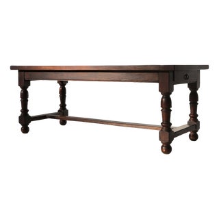 20th Century French Rustic Oak Dining Table, 1950s For Sale