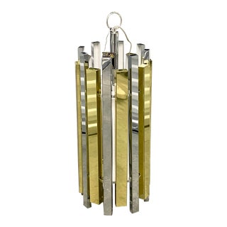 Vintage Mid-Century Brass & Chrome Chandelier by Sonneman For Sale