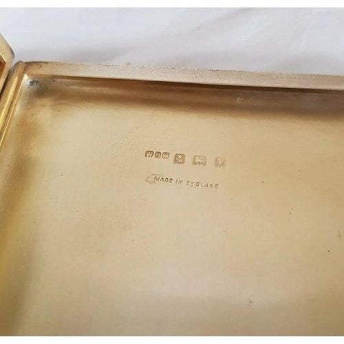 Metal George VI Turned Sterling Silver Engine Cigarette Case by W. H. Manton, 1945 For Sale - Image 7 of 13