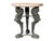 Hellenistic-style Greco-Roman cast bronze round table. Monopodial paw-footed sphinx support. New stone top.