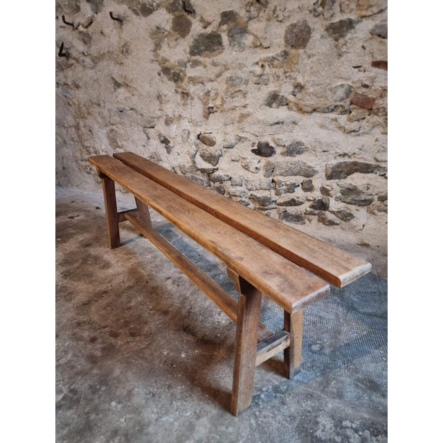 Vintage French Oak Bench, 1950s For Sale - Image 12 of 12