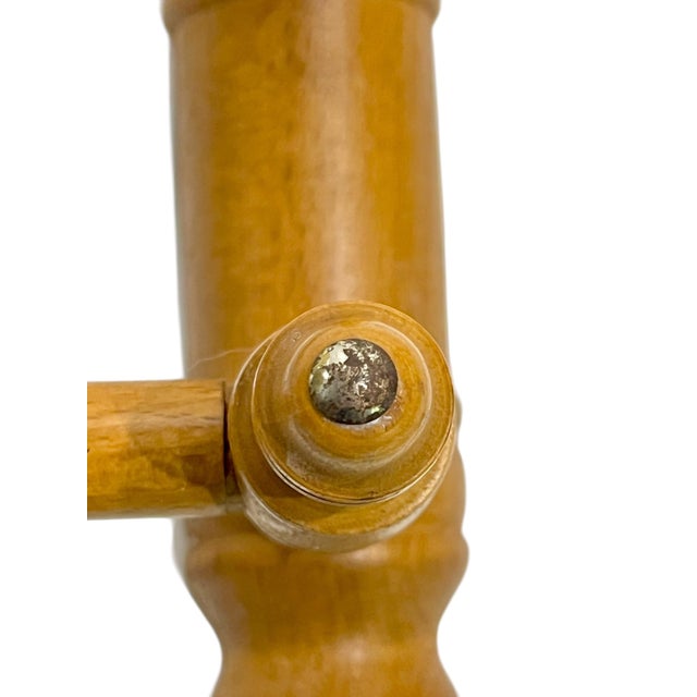 Vintage French Provincial Faux Bamboo Carved Wood Double Towel Rack For Sale - Image 13 of 17