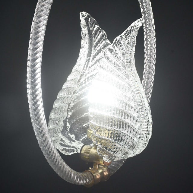 1940s Charming Transparent Art Decò Barovier E Toso Pendant Light Murano Glass For Sale - Image 9 of 12