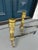 Early 20th Century Antique Brass Fireplace Andirons With Iron Log Supports | English Style Turned Finials | 19” Tall For Sale - Image 5 of 8