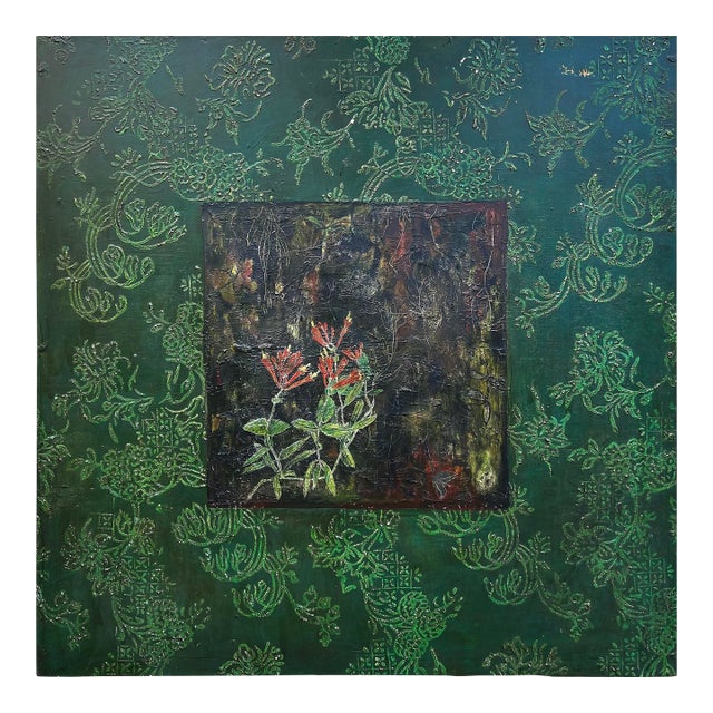 Large Encaustic Abstract Expressionist Painting, Rana Rochat "Honeysuckle" For Sale