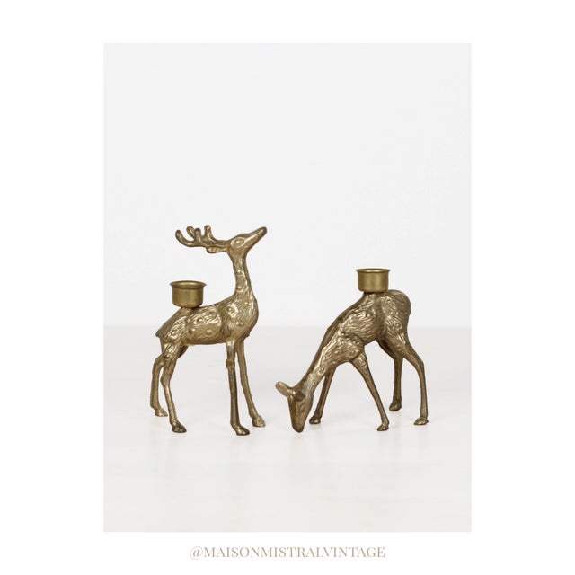 Midcentury Brass Deer Candle Holders, Stag and Doe Pair For Sale - Image 14 of 14