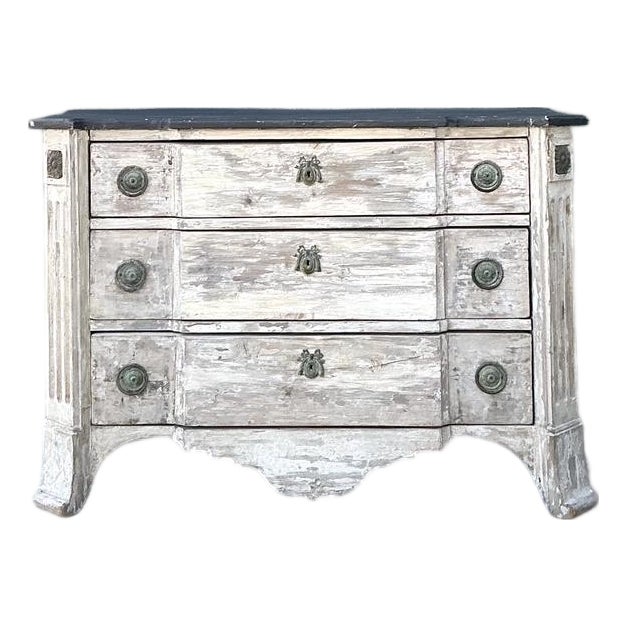 Vintage Patinated Gustavian Serpentine Chest of Drawers For Sale