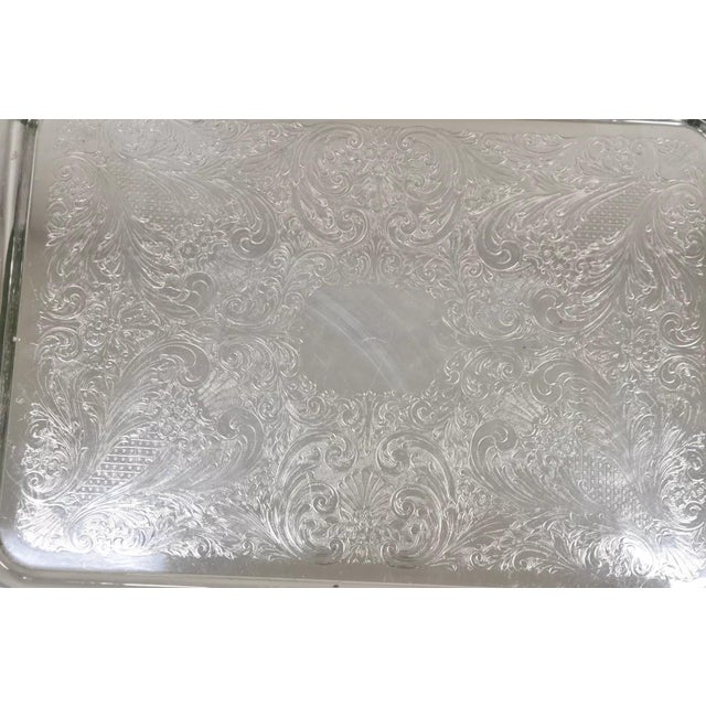 Mid 20th Century Vintage Sheffield Victorian Ornate Silver Plated Serving Platter Tray For Sale - Image 5 of 12