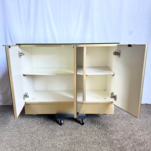 Postmodern Smoked Mirror and Gold Credenza For Sale - Image 9 of 11