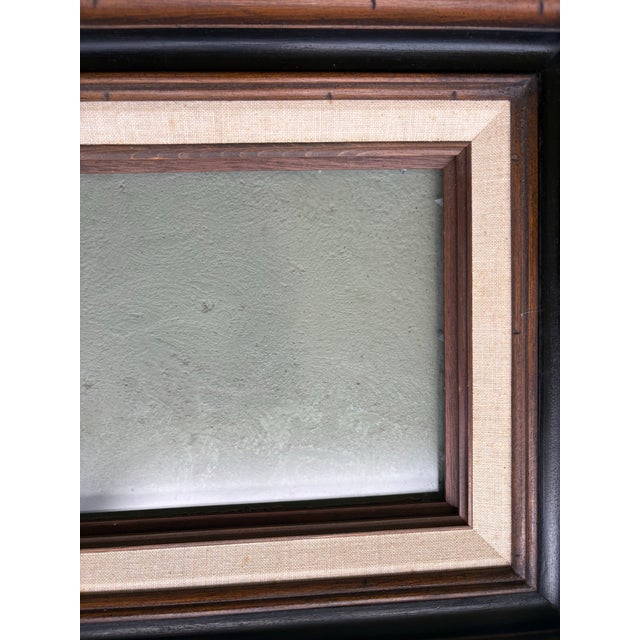 Mid 20th Century Vintage Wood Picture Frame With Linen Liner & Non-Glare Glass For Sale - Image 5 of 9