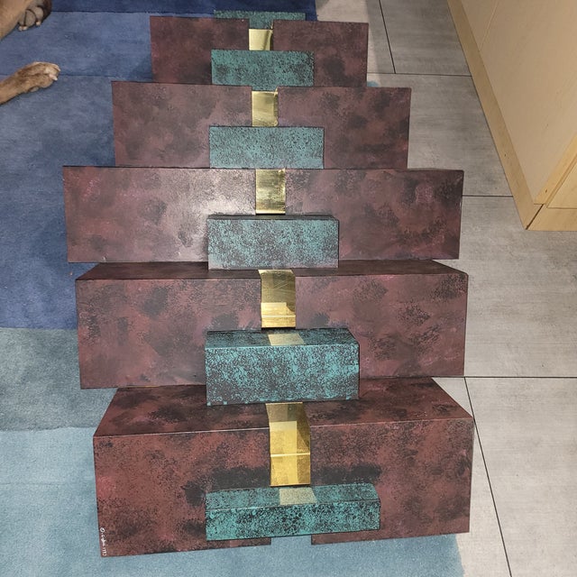 Vintage MCM / Brutalist Curtis Jere wall sculpture. This sculpture is made of heavy pleated iron in original mottled...