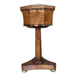 Vintage Boho Burl Wood Teapoy For Sale