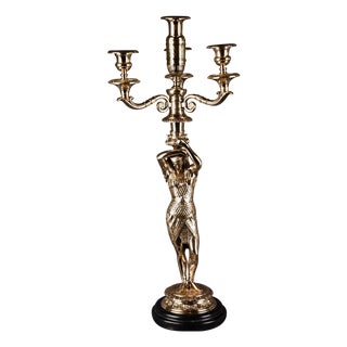 Empire Style Bronze Casted Figure-Formed Candelabra For Sale