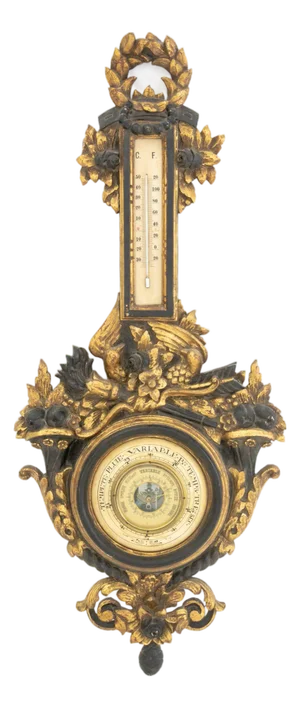 Italian Baroque Style Ebonized & Gilt Barometer