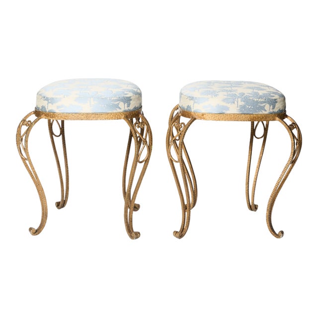 Vintage Brass Stools in the Style of Pier Luigi Colli - Set of 2 For Sale